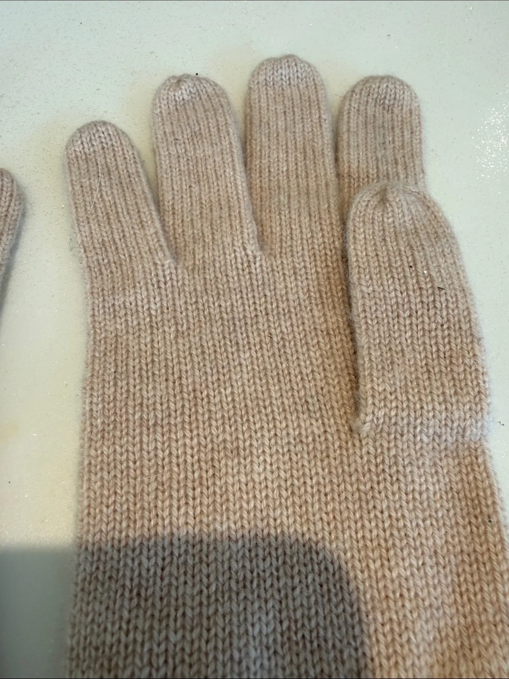 Cashmere Soft Cable-Knit Long Gloves in Light Beige